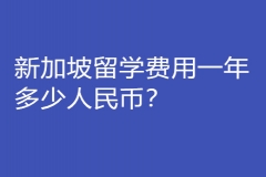 新加坡留学费用一年多少人民币